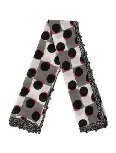Pre-owned Diane Von Furstenberg Polka Dot Print Scarf In Black