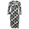 Diane Von Furstenberg Polka Dot Wrap Dress In Multicolor Silk In Grey