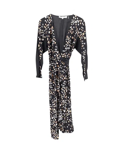 Diane Von Furstenberg Polka Dot Wrap Dress In Multicolor Viscose In Black