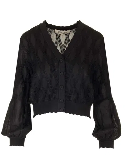 Diane Von Furstenberg Pomela Knitted Jacquard Cardigan In Black