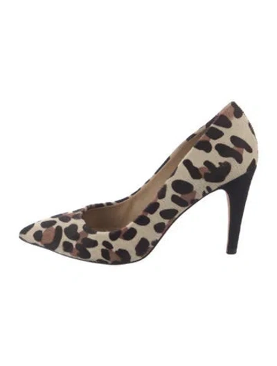 Pre-owned Diane Von Furstenberg Ponyhair Animal Print Pumps In Neutral