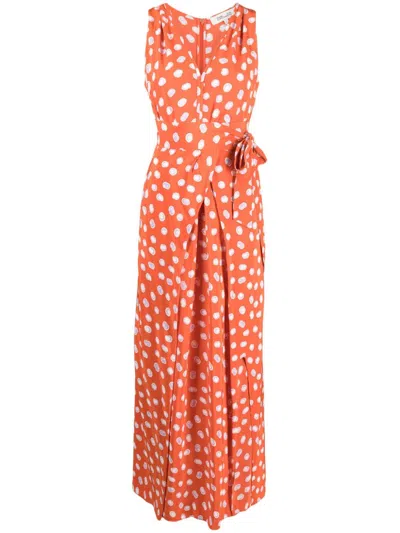 Diane Von Furstenberg Pooja Wrap-effect Printed Crepe Maxi Dress In Orange