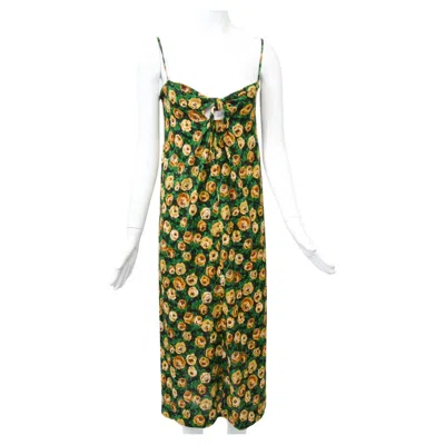 Pre-owned Diane Von Furstenberg Print Maxi Dress With Shawl In Brown