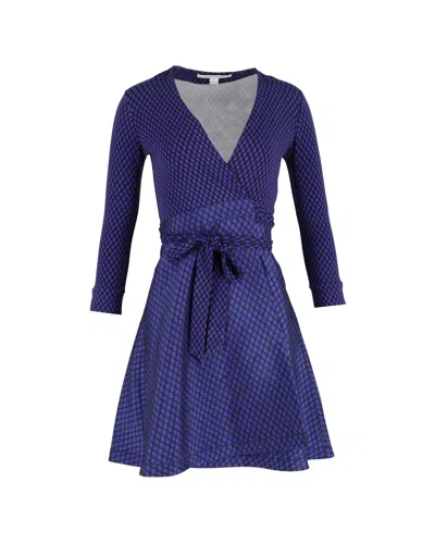 Diane Von Furstenberg Print Wrap Dress In Purple Cotton