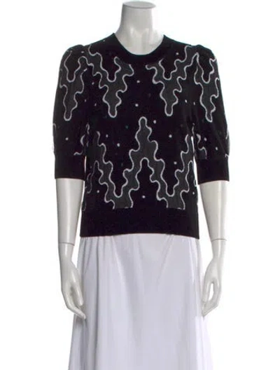 Pre-owned Diane Von Furstenberg Printed Crew Neck Sweater In Black