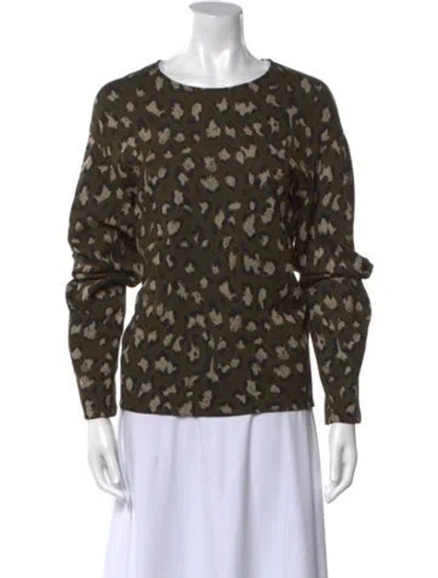Pre-owned Diane Von Furstenberg Printed Crew Neck Sweatshirt In Green