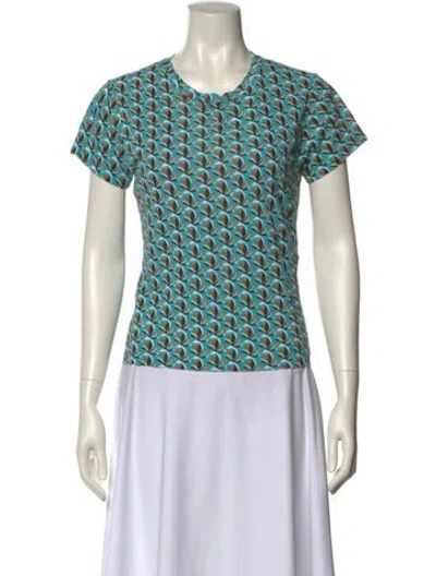 Pre-owned Diane Von Furstenberg Printed Crew Neck T-shirt In Blue