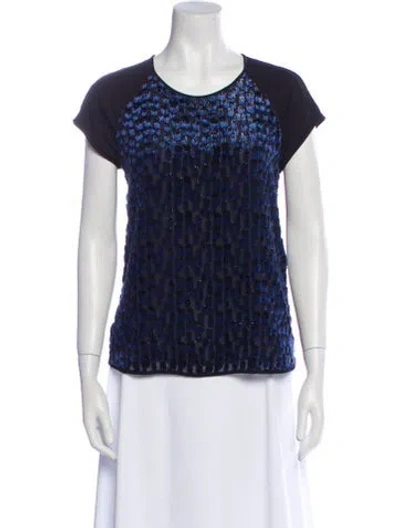 Pre-owned Diane Von Furstenberg Printed Crew Neck T-shirt W/ Tags In Black