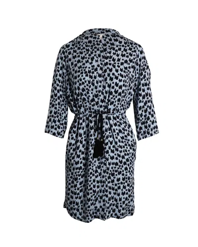Diane Von Furstenberg Printed Drawstring Mini Dress In Light Blue Silk