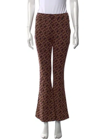 Pre-owned Diane Von Furstenberg Printed Flared Pants In Brown