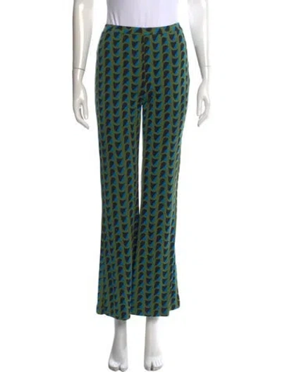 Pre-owned Diane Von Furstenberg Printed Flared Pants In Green