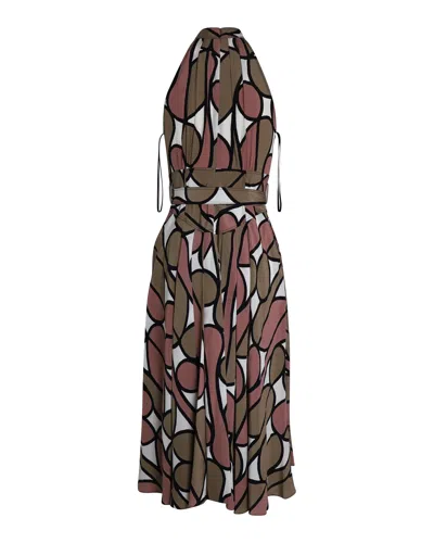 Diane Von Furstenberg Printed Halter Midi Dress In Multicolor Silk