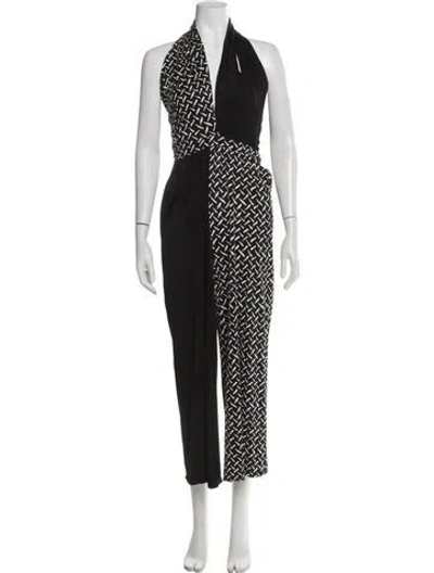 Pre-owned Diane Von Furstenberg Printed Halterneck Jumpsuit In Multi