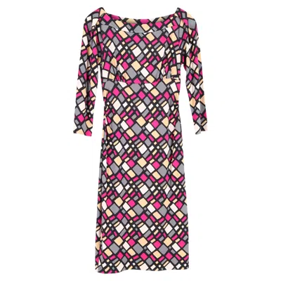 Diane Von Furstenberg Printed Knee Length Dress In Multicolor Silk
