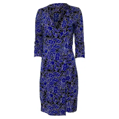 Diane Von Furstenberg Printed Knee-length Wrap Dress In Blue Cotton