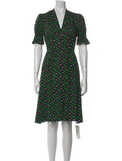 Pre-owned Diane Von Furstenberg Printed Knee-length Dress In Green