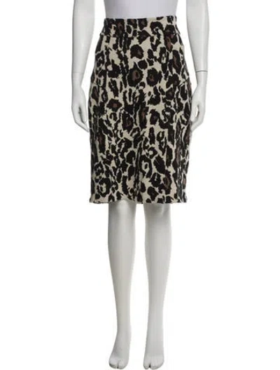 Pre-owned Diane Von Furstenberg Printed Knee-length Skirt In White