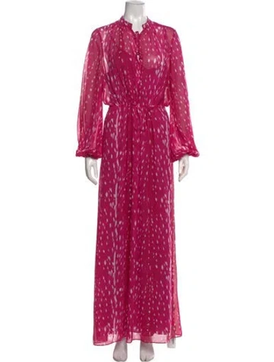 Pre-owned Diane Von Furstenberg Printed Long Dress In Pink