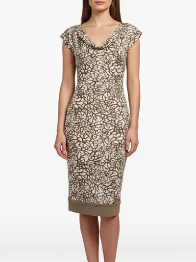 Pre-owned Diane Von Furstenberg Printed Midi Dress In Brown