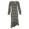 Diane Von Furstenberg Printed Midi Dress In Multicolor Viscose In Black
