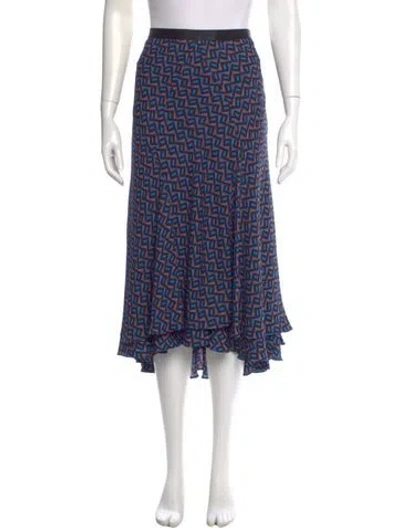 Pre-owned Diane Von Furstenberg Printed Midi Length Skirt In Blue