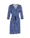 Diane Von Furstenberg Printed Midi Wrap Dress In Blue Silk In Blue