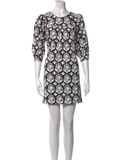 Pre-owned Diane Von Furstenberg Printed Mini Dress In Black