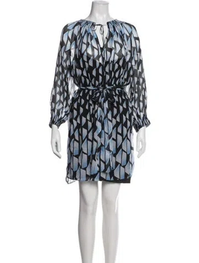 Pre-owned Diane Von Furstenberg Printed Mini Dress W/ Tags In Blue
