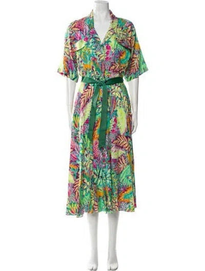 Pre-owned Diane Von Furstenberg Printed Robe In Green