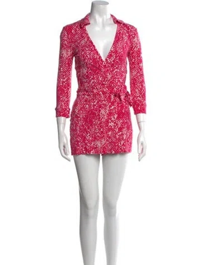 Pre-owned Diane Von Furstenberg Printed Romper In Multi