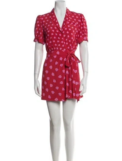 Pre-owned Diane Von Furstenberg Printed Romper In Red