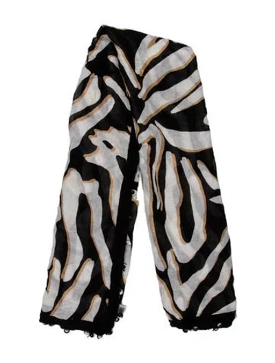 Pre-owned Diane Von Furstenberg Printed Scarf In Black