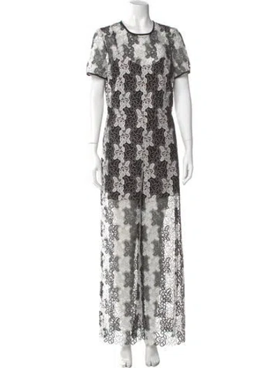 Pre-owned Diane Von Furstenberg Printed Scoop Neck Jumpsuit In Black