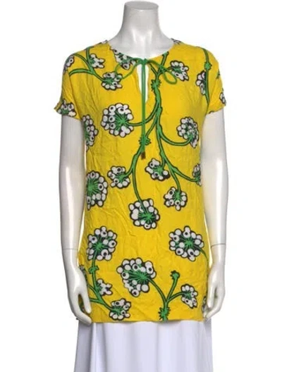 Pre-owned Diane Von Furstenberg Printed Scoop Neck Tunic In Multi