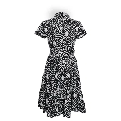 Diane Von Furstenberg Printed Shirt Dress In Black Cotton
