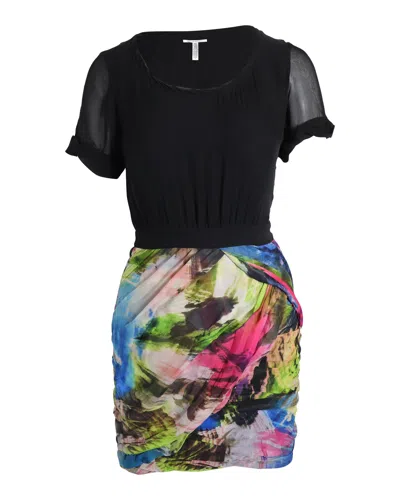 Diane Von Furstenberg Printed Skirt Mini Dress In Multicolor Silk