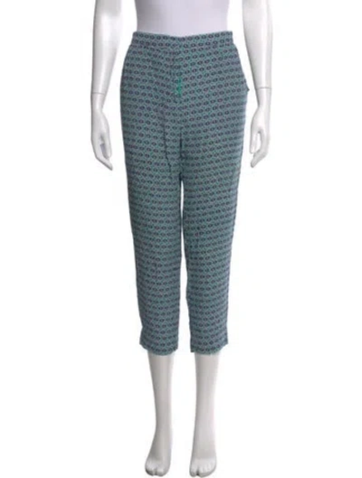 Pre-owned Diane Von Furstenberg Printed Straight Leg Pants In Green