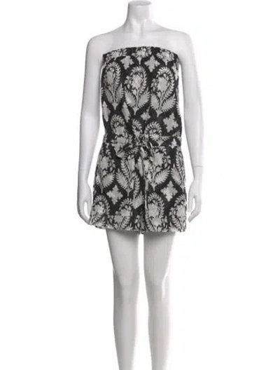 Pre-owned Diane Von Furstenberg Printed Strapless Romper In Black
