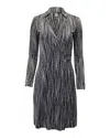 Diane Von Furstenberg Printed V-neck Wrap Dress In Black Silk In Black