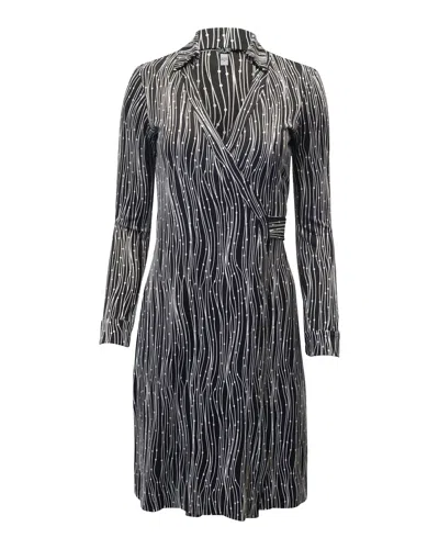 Diane Von Furstenberg Printed V-neck Wrap Dress In Black Silk