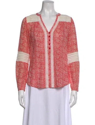 Pre-owned Diane Von Furstenberg Printed V-neck Blouse In Red