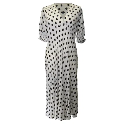 Diane Von Furstenberg Printed V-neck Midi Dress In White Viscose In Gray