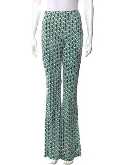 Pre-owned Diane Von Furstenberg Printed Wide Leg Pants In Blue