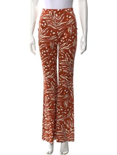 Pre-owned Diane Von Furstenberg Printed Wide Leg Pants W/ Tags In Orange