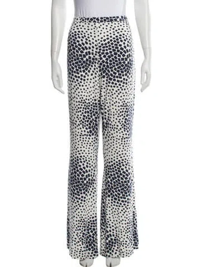 Pre-owned Diane Von Furstenberg Printed Wide Leg Pants In White
