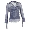 Diane Von Furstenberg Printed Wrap Blouse In Blue Silk In Blue