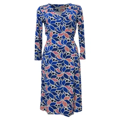Diane Von Furstenberg Printed Wrap Dress In Blue Viscose