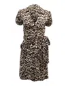 Diane Von Furstenberg Printed Wrap Dress In Brown And Cream Silk In Black