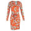 Diane Von Furstenberg Printed Wrap Dress In Orange Silk In Orange