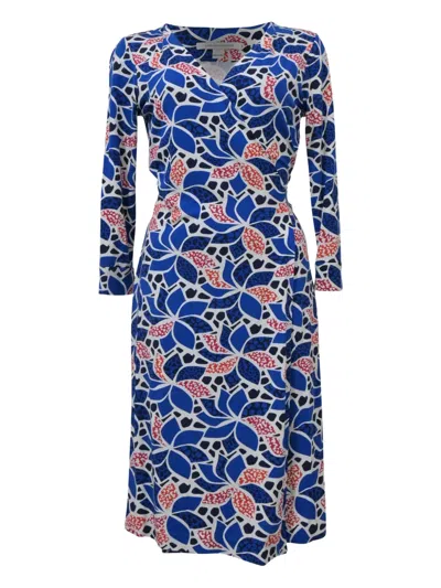 Pre-owned Diane Von Furstenberg Printed Wrap Midi Dress In Blue